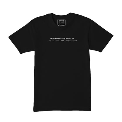 Black t-shirt with brand logo on the front.