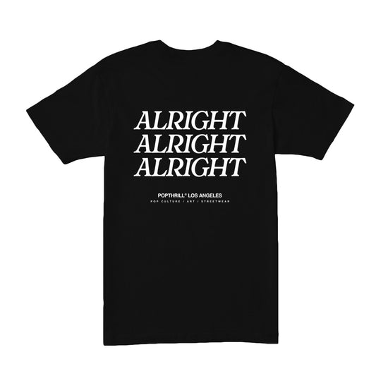 Alright, alright, alright t-shirt. Black regular fit t-shirt with white text.