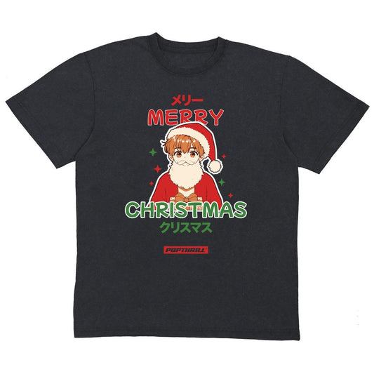 Christmas black vintage tee with an anime character.