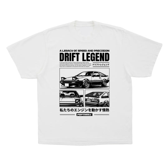 An Initial D style anime graphic tee with artwork that depicts a generic version of a Toyota Trueno.